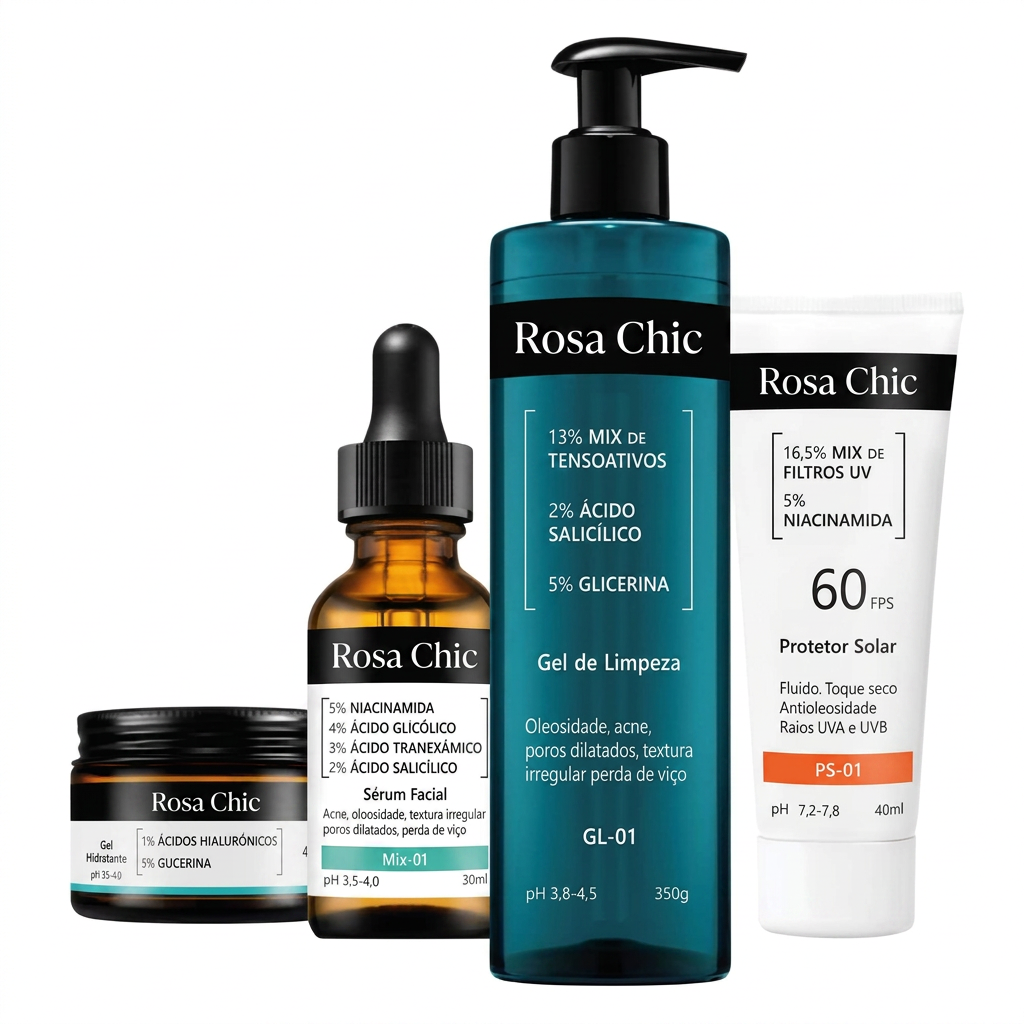 Kit Anti-Acne Essencial ROSA CHIC com 4 produtos